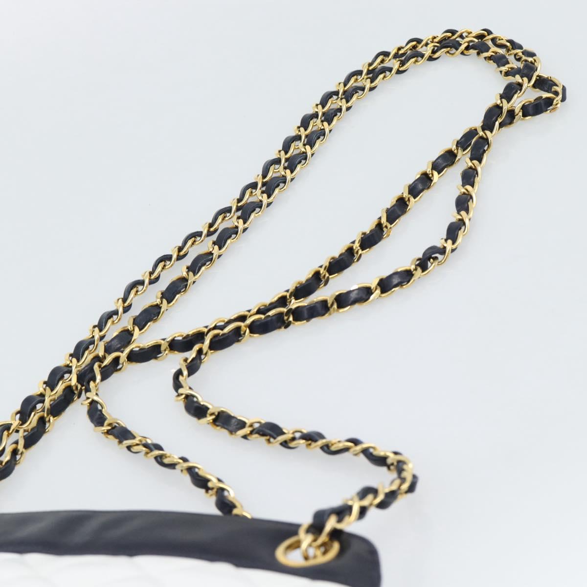 CHANEL Matelasse Chain Shoulder Bag Leather White Gold CC Auth mr2545V - Jerrillo image 8
