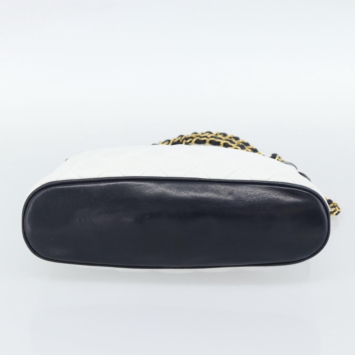 CHANEL Matelasse Chain Shoulder Bag Leather White Gold CC Auth mr2545V - Jerrillo image 5