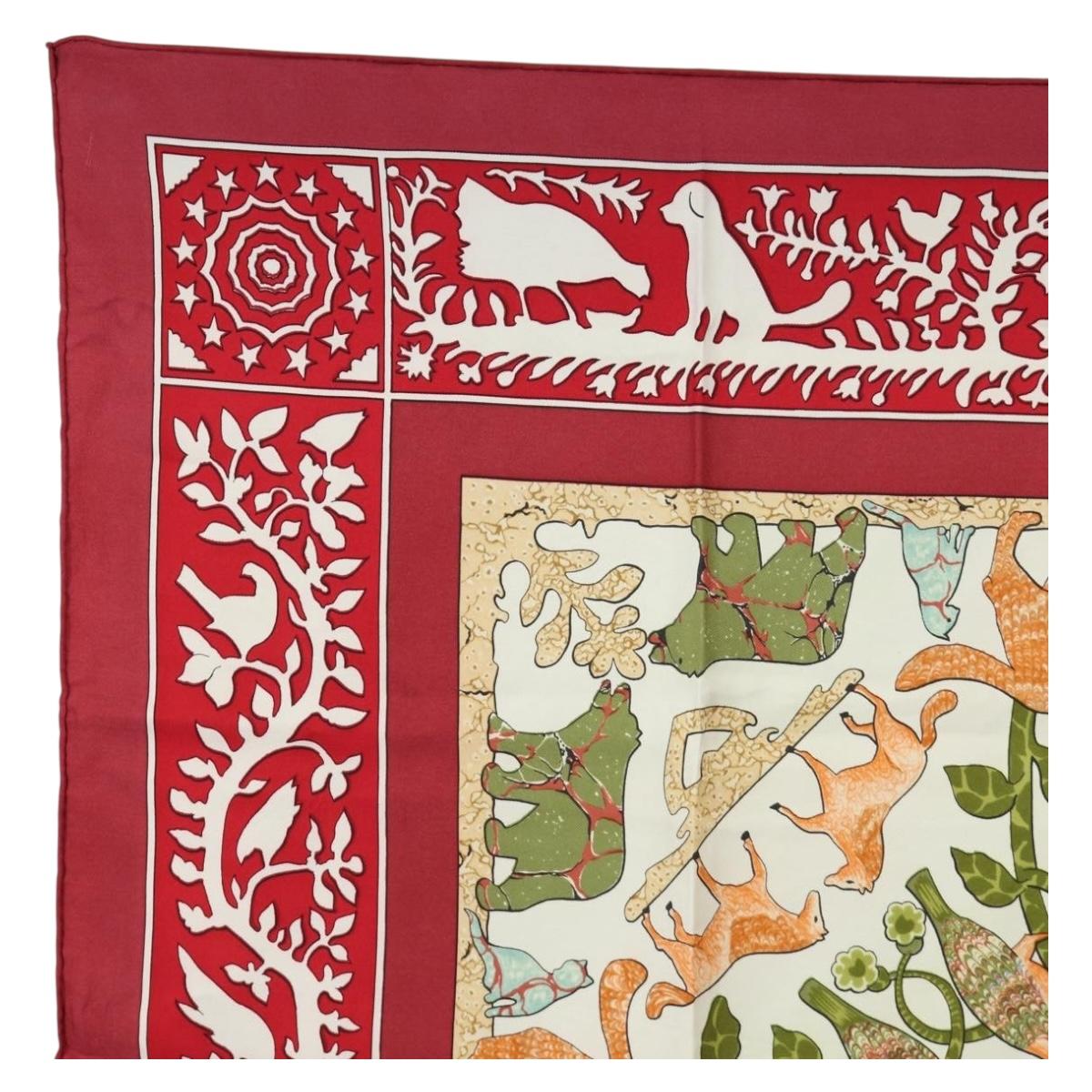 HERMES Carre 90 Scarf Silk Red Auth mr2616 - Jerrillo image 2