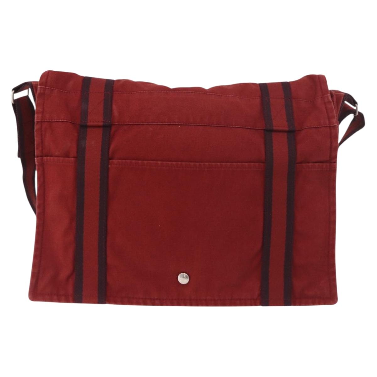 HERMES Bathas Shoulder Bag Canvas Red Silver Auth mr2683 - Jerrillo image 2