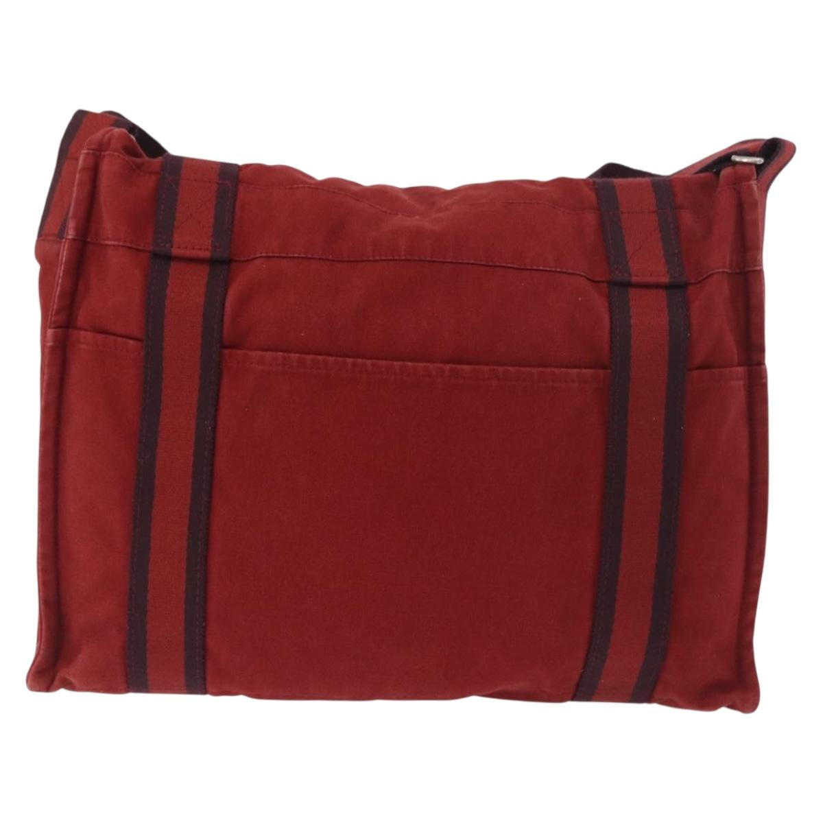 HERMES Bathas Shoulder Bag Canvas Red Silver Auth mr2683 - Jerrillo image 3