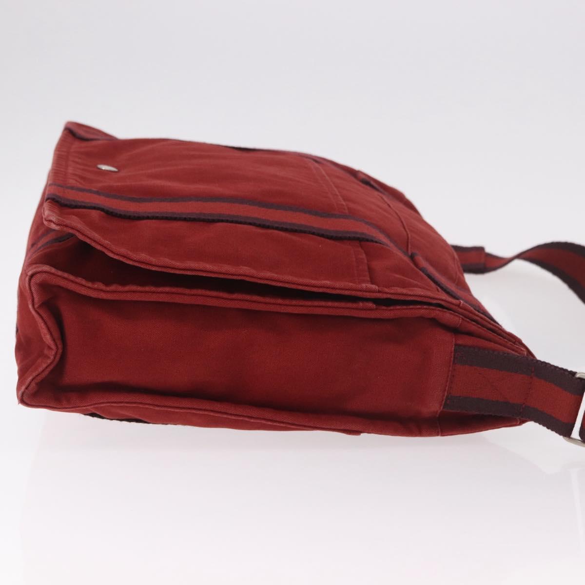 HERMES Bathas Shoulder Bag Canvas Red Silver Auth mr2683 - Jerrillo image 4