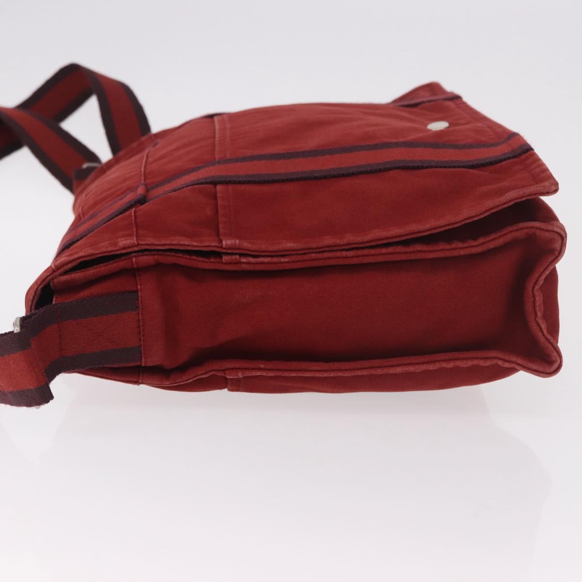 HERMES Bathas Shoulder Bag Canvas Red Silver Auth mr2683 - Jerrillo image 5
