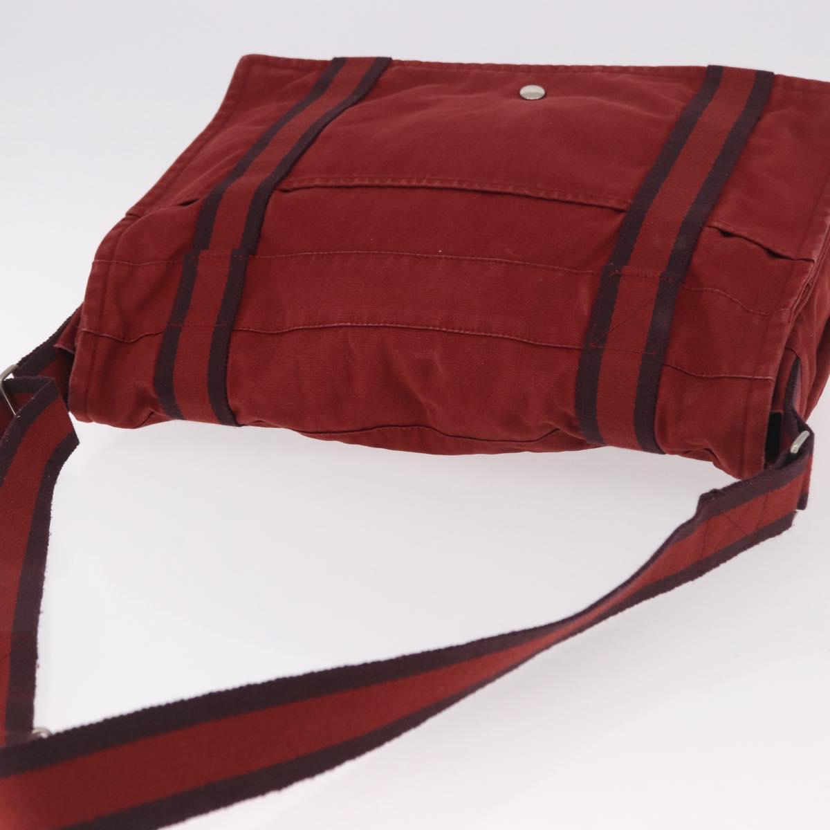 HERMES Bathas Shoulder Bag Canvas Red Silver Auth mr2683 - Jerrillo image 6