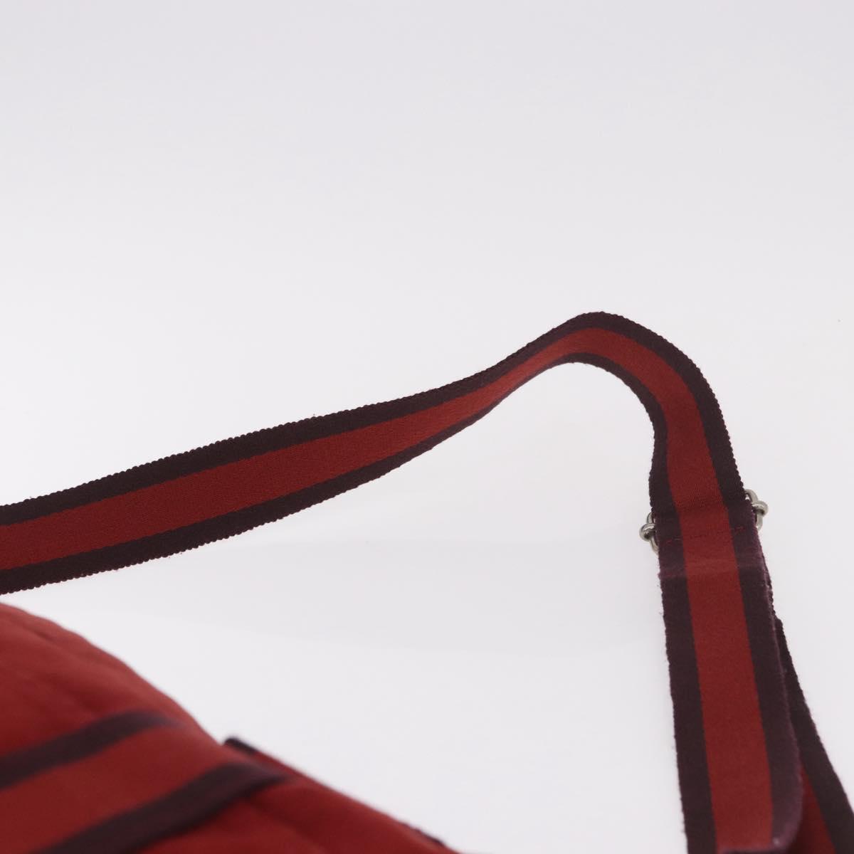 HERMES Bathas Shoulder Bag Canvas Red Silver Auth mr2683 - Jerrillo image 8