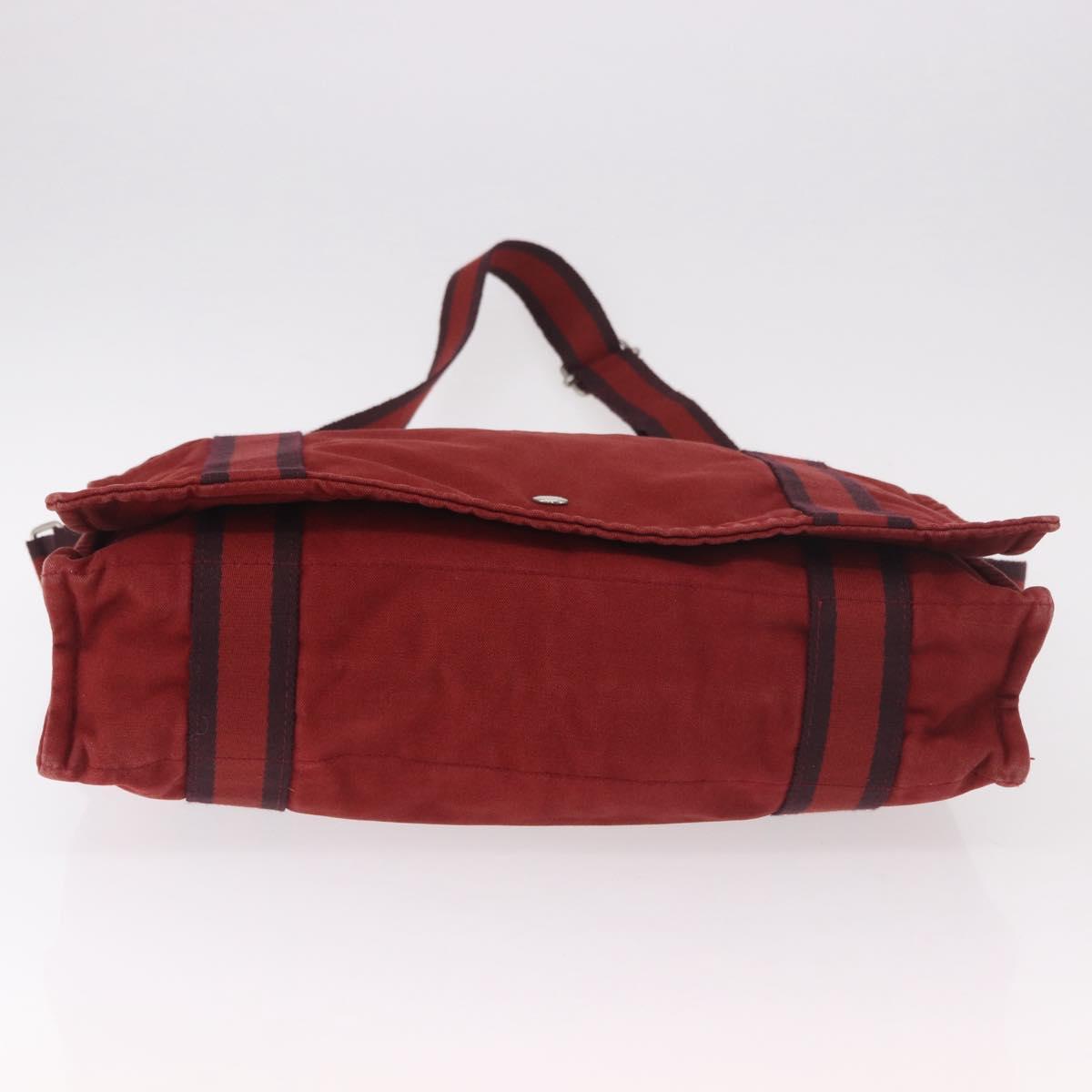 HERMES Bathas Shoulder Bag Canvas Red Silver Auth mr2683 - Jerrillo image 9