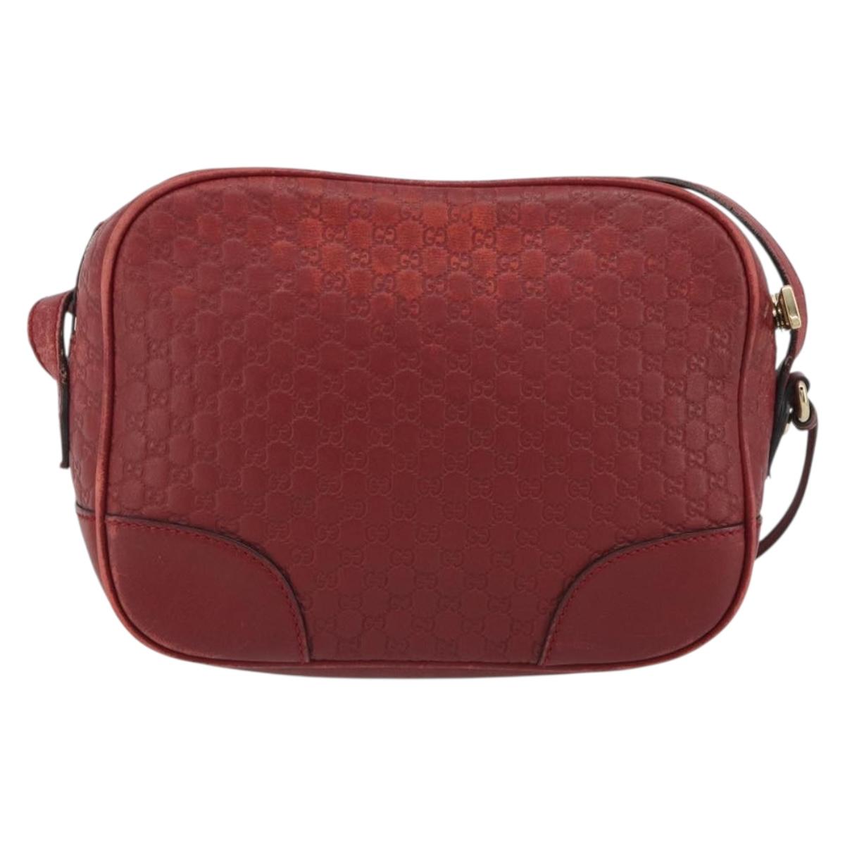 GUCCI Micro GG Canvas Guccissima Bag Leather Red Gold 449413 Auth mr2685 - Jerrillo image 2