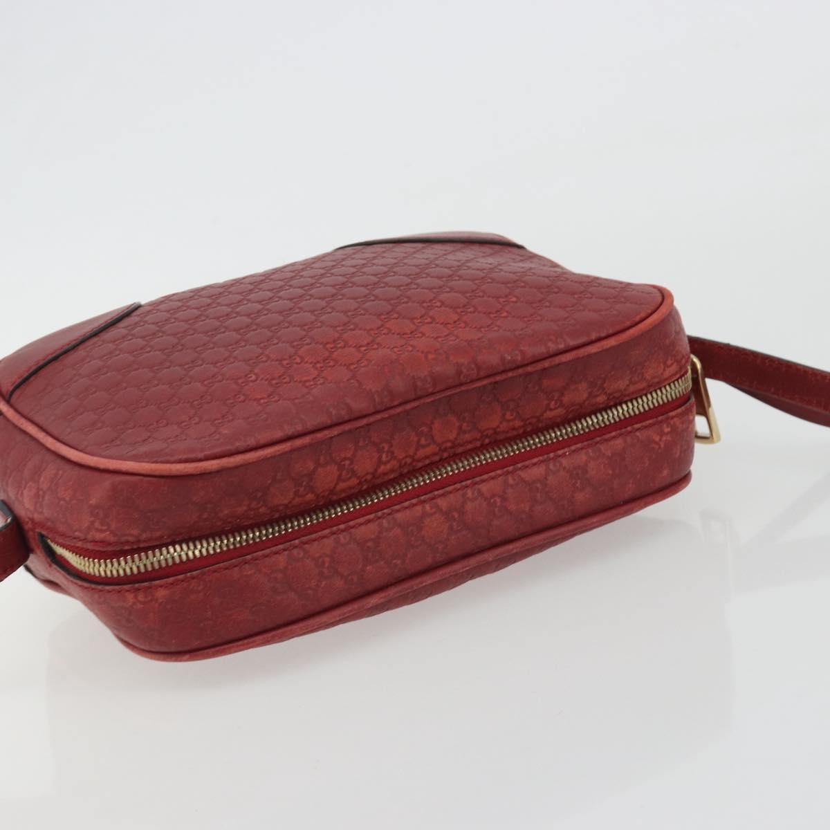 GUCCI Micro GG Canvas Guccissima Bag Leather Red Gold 449413 Auth mr2685 - Jerrillo image 6