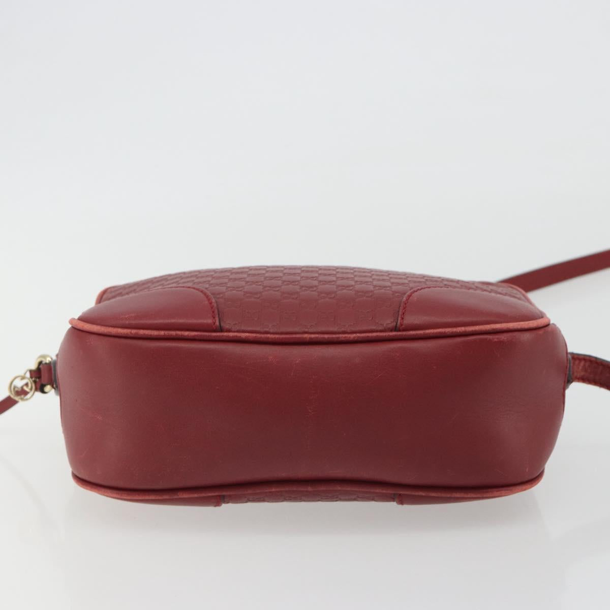 GUCCI Micro GG Canvas Guccissima Bag Leather Red Gold 449413 Auth mr2685 - Jerrillo image 5