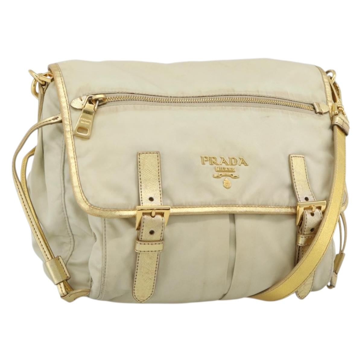 PRADA Shoulder Bag Nylon Gold Auth mr2696 - Jerrillo
