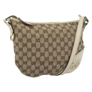GUCCI GG Canvas Newbrit Shoulder Bag Beige Gold 169998 Auth mr2699A - Jerrillo
