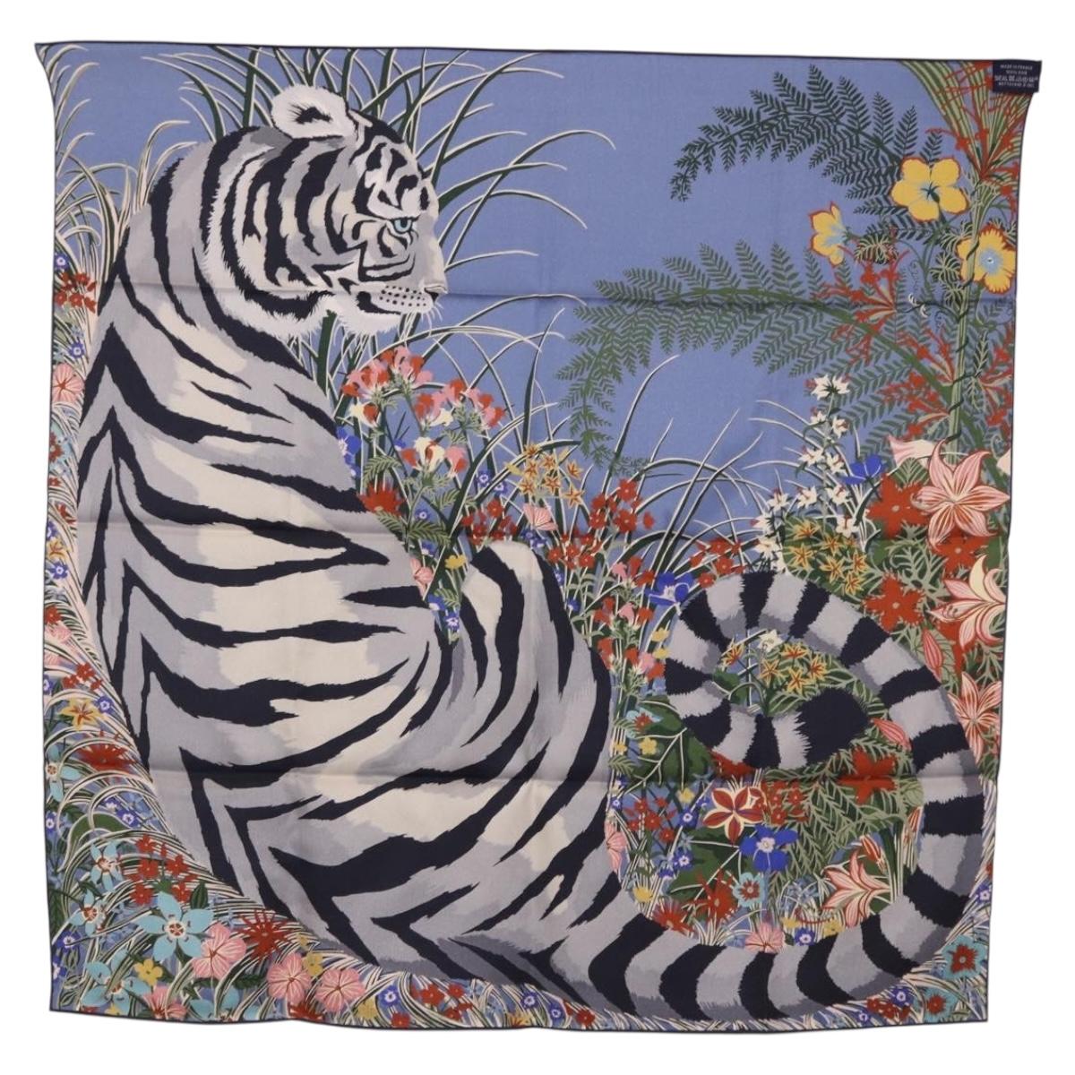 HERMES Carre 70 Scarf "Tiger" Silk Red Auth mr2714M - Jerrillo image 7