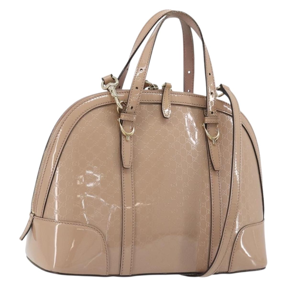 GUCCI Micro GG Canvas Guccissima Bag Patent Leather 2way Pink Beige Auth mr2719 - Jerrillo