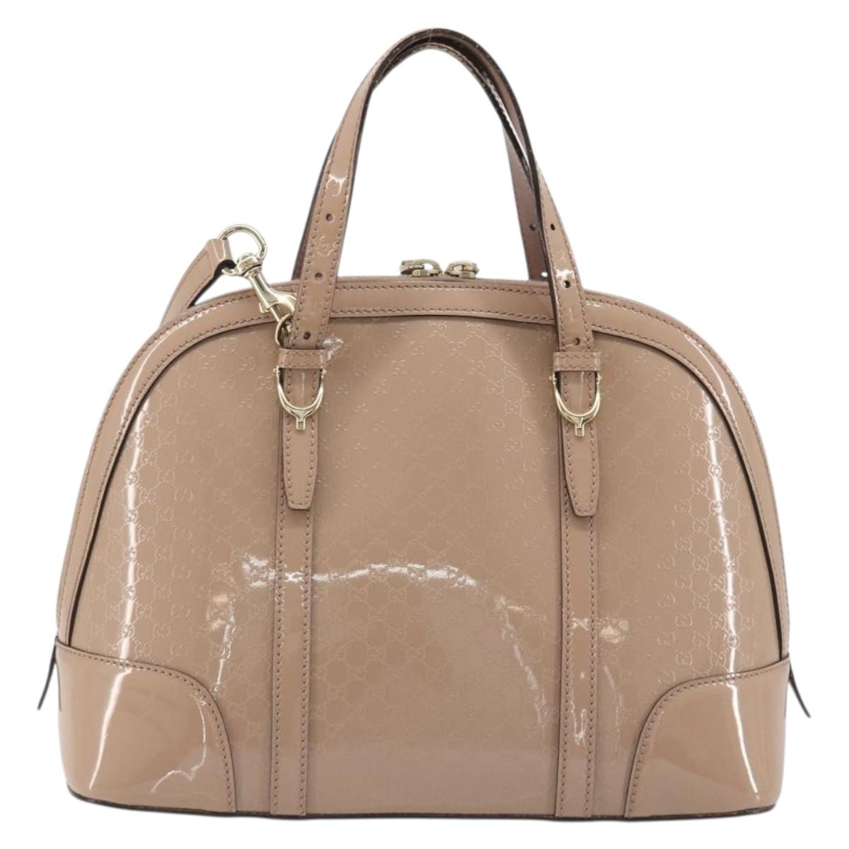 GUCCI Micro GG Canvas Guccissima Bag Patent Leather 2way Pink Beige Auth mr2719 - Jerrillo image 2