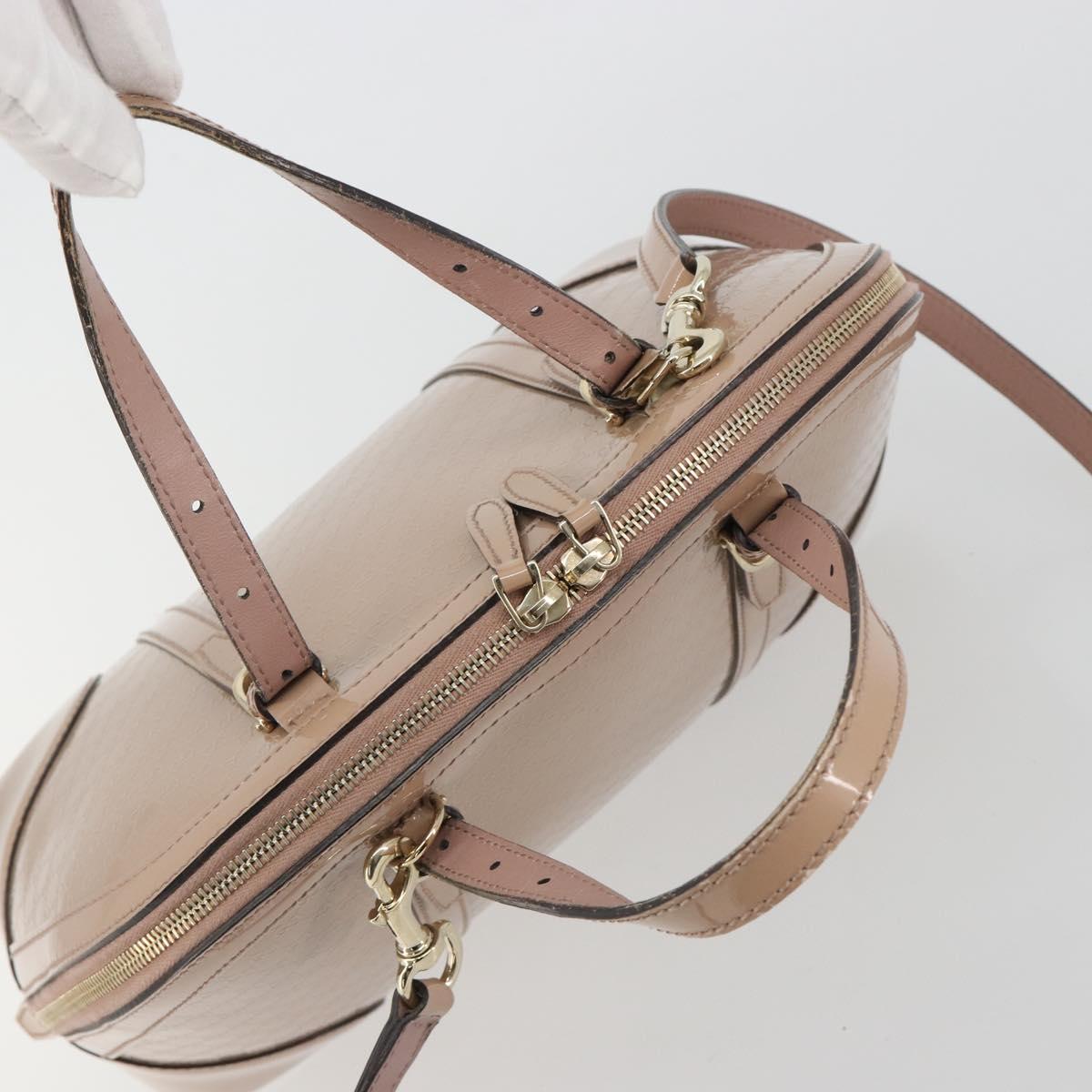 GUCCI Micro GG Canvas Guccissima Bag Patent Leather 2way Pink Beige Auth mr2719 - Jerrillo image 6