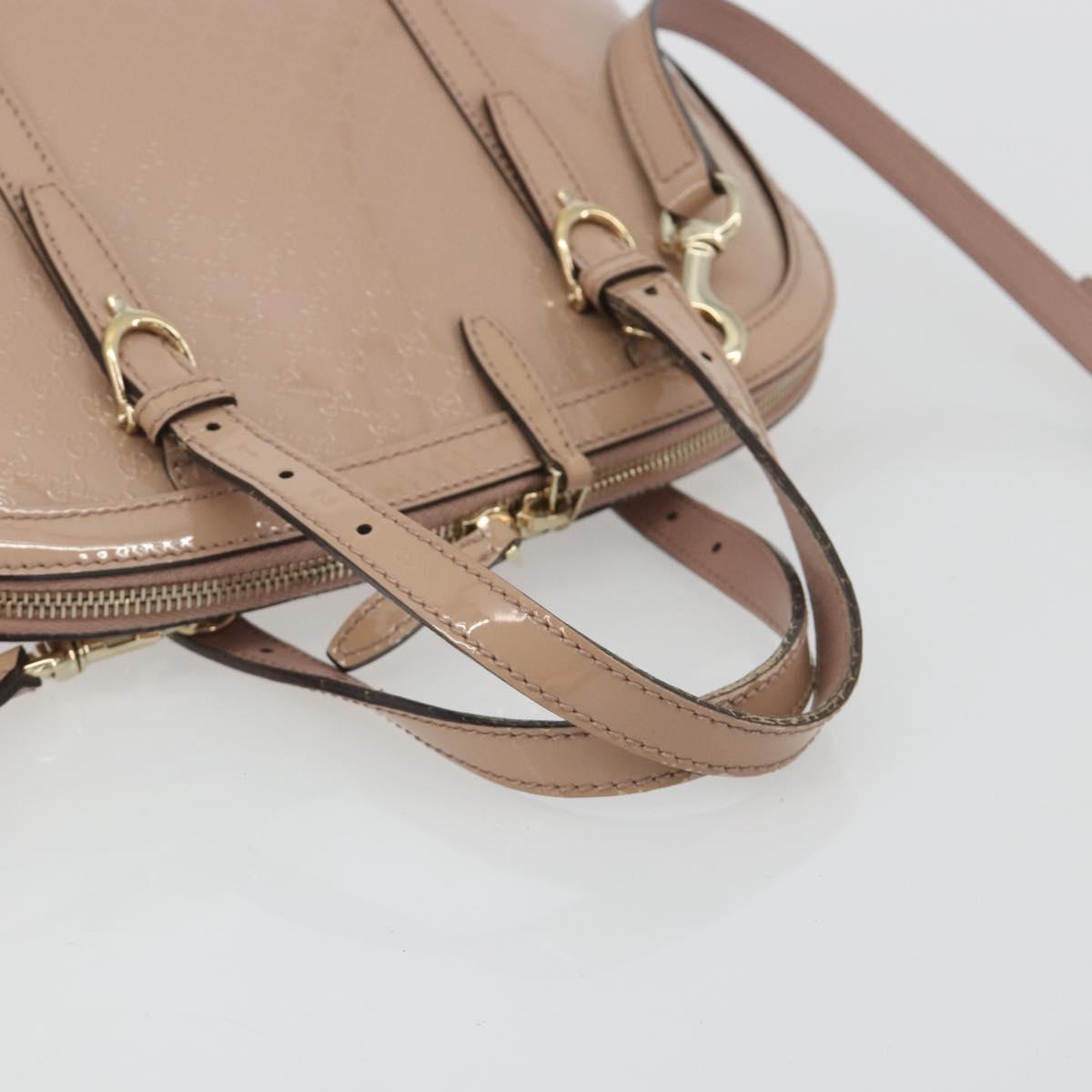 GUCCI Micro GG Canvas Guccissima Bag Patent Leather 2way Pink Beige Auth mr2719 - Jerrillo image 7
