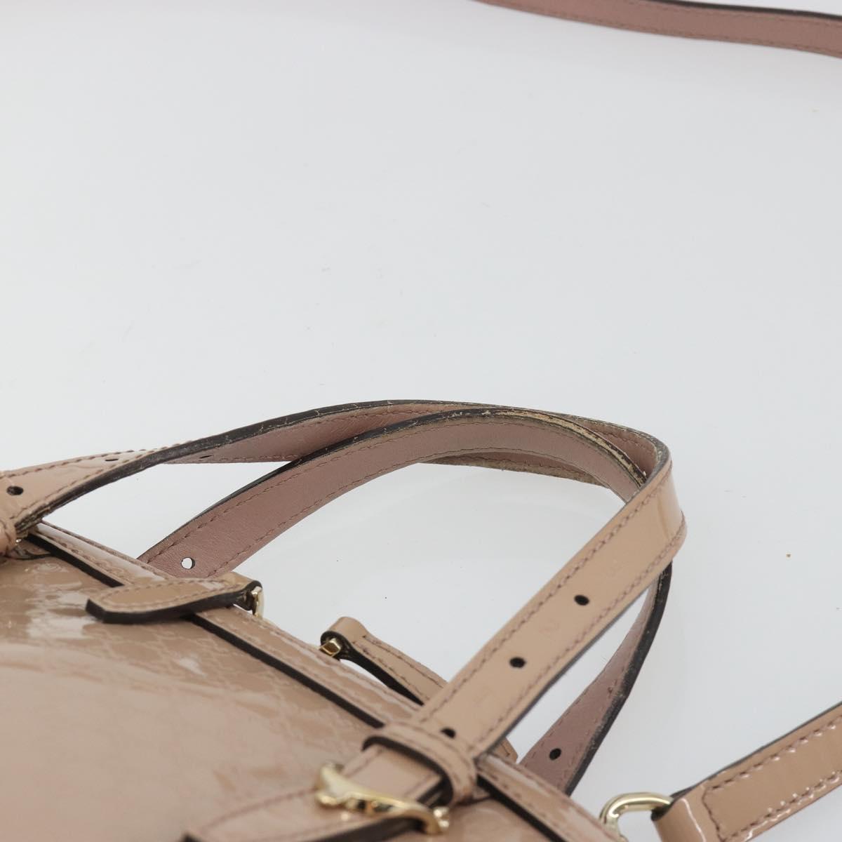 GUCCI Micro GG Canvas Guccissima Bag Patent Leather 2way Pink Beige Auth mr2719 - Jerrillo image 8