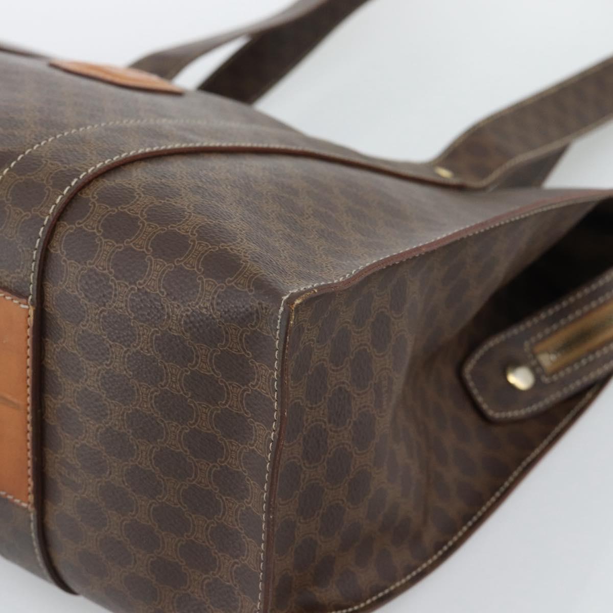 CELINE Macadam Canvas Tote Bag PVC Leather Brown Gold Auth mr2749 - Jerrillo image 9