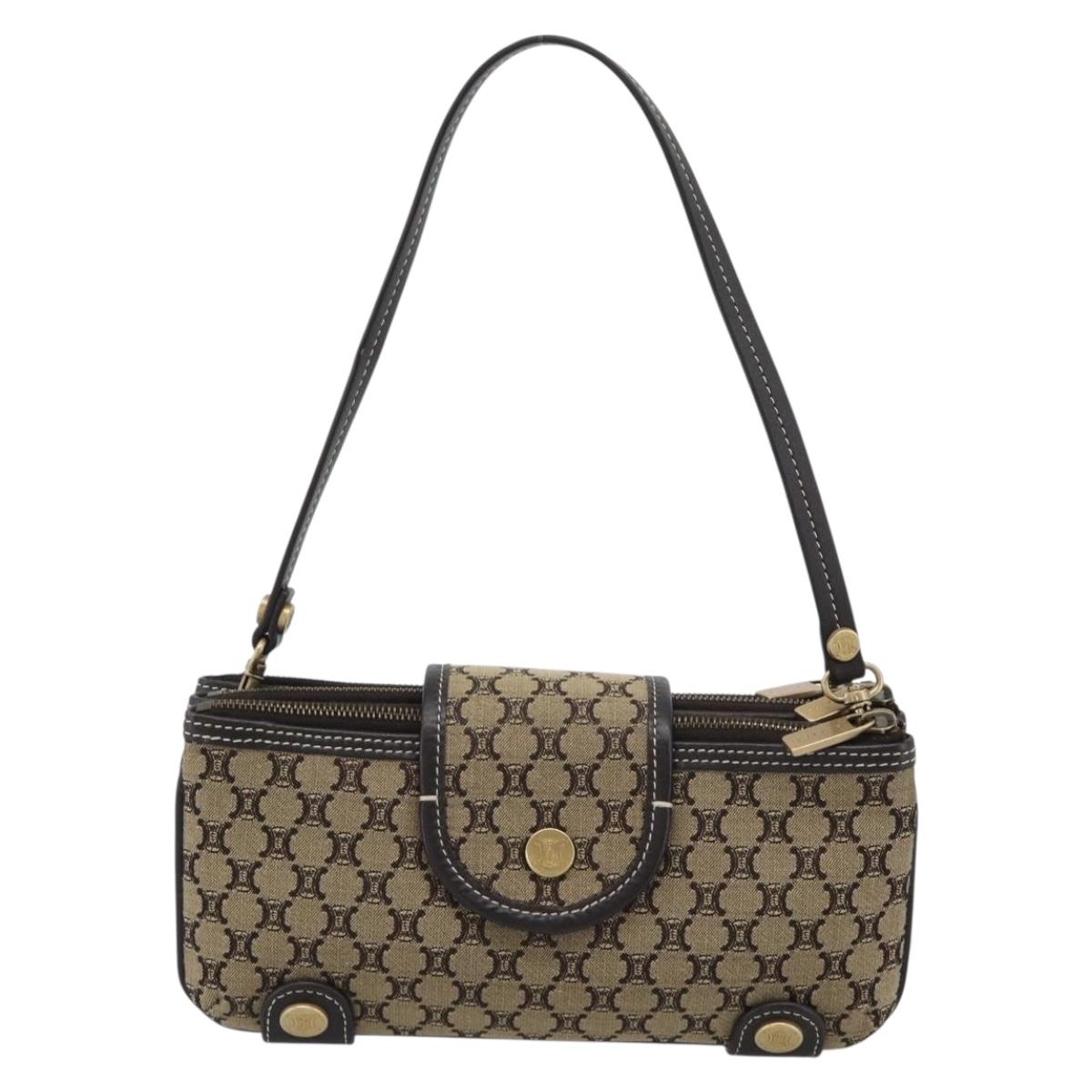 CELINE Macadam Canvas Hand Bag Brown Gold Auth mr2790V - Jerrillo image 2