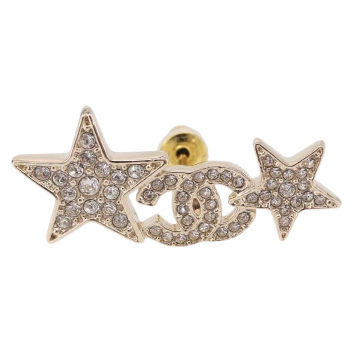 CHANEL Rhinestone COCO Mark Earring Metal Gold Tone CC Auth SW2653SM - Jerrillo image 3