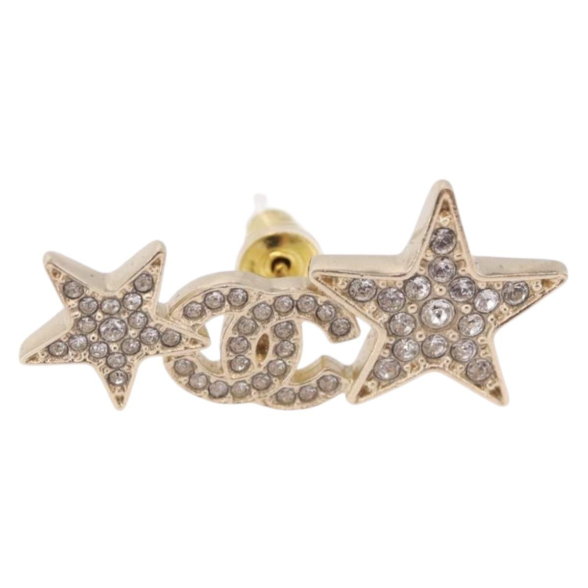 CHANEL Rhinestone COCO Mark Earring Metal Gold Tone CC Auth SW2653SM - Jerrillo image 8