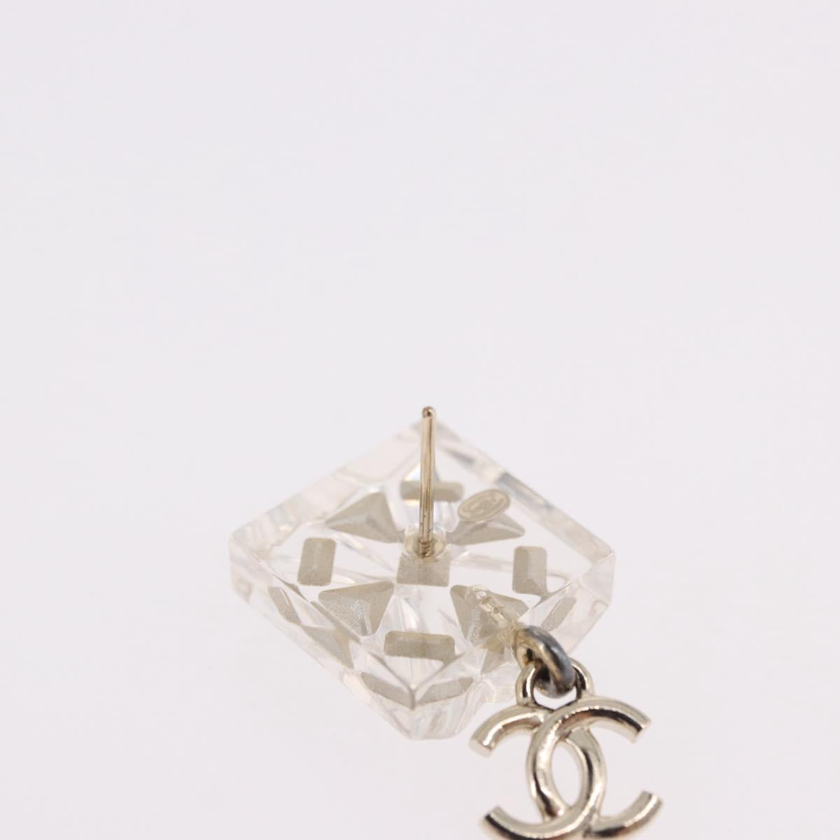 CHANEL Crystal COCO Mark Earring Metal Clear Silver CC Auth SW2655SAM - Jerrillo image 5