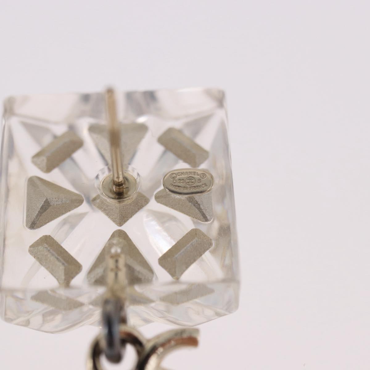 CHANEL Crystal COCO Mark Earring Metal Clear Silver CC Auth SW2655SAM - Jerrillo image 6