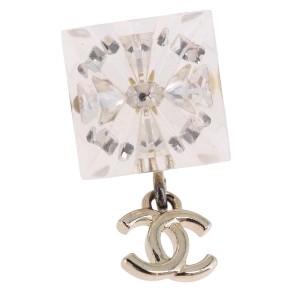 CHANEL Crystal COCO Mark Earring Metal Clear Silver CC Auth SW2655SAM - Jerrillo image 7