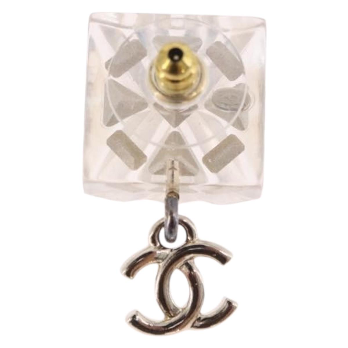 CHANEL Crystal COCO Mark Earring Metal Clear Silver CC Auth SW2655SAM - Jerrillo image 8