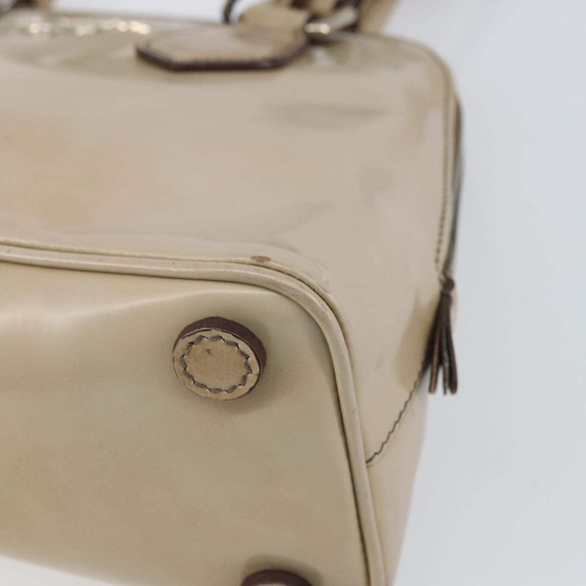 PRADA Hand Bag Patent leather Beige Silver Auth yk19956 - Jerrillo image 8