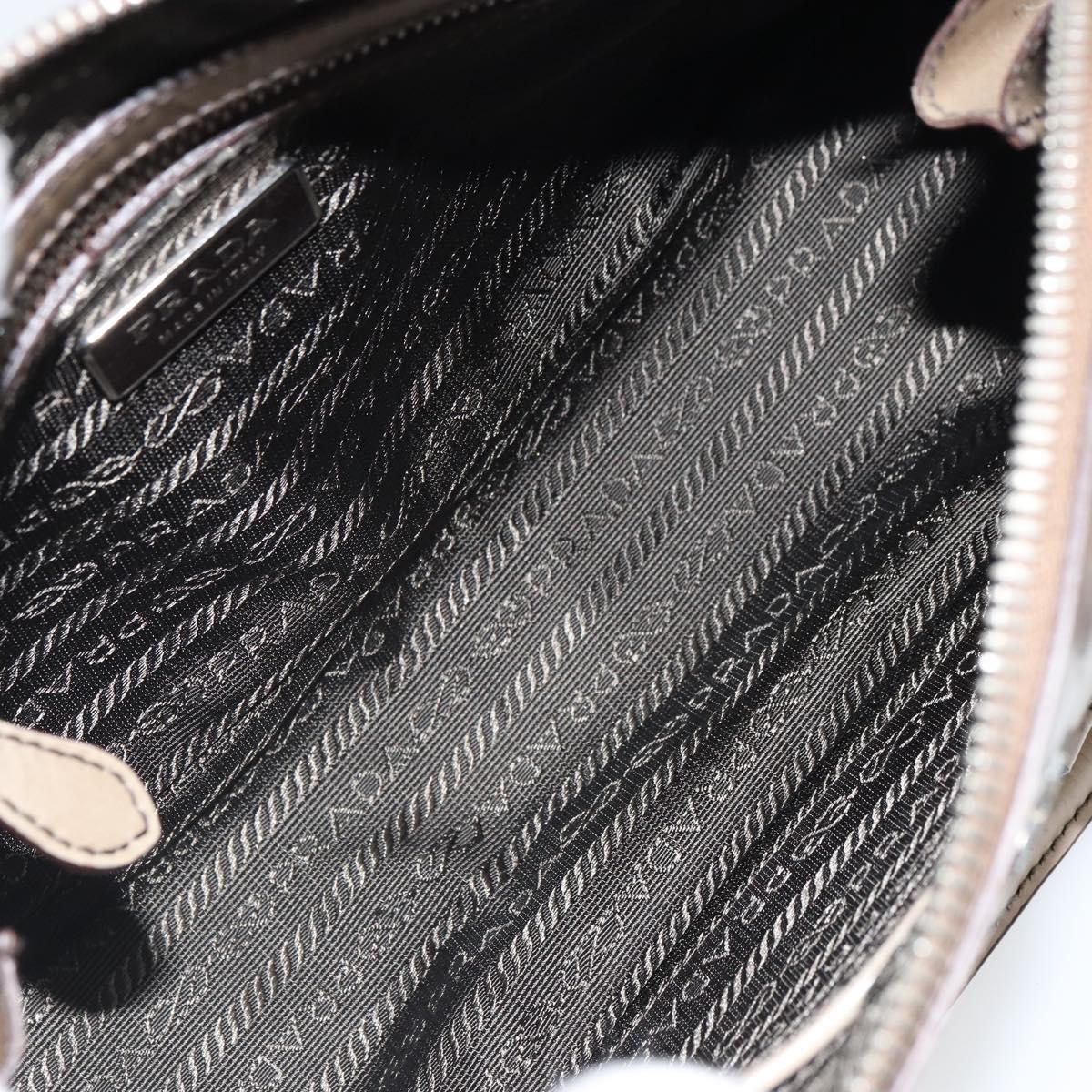 PRADA Hand Bag Patent leather Beige Silver Auth yk19956 - Jerrillo image 10