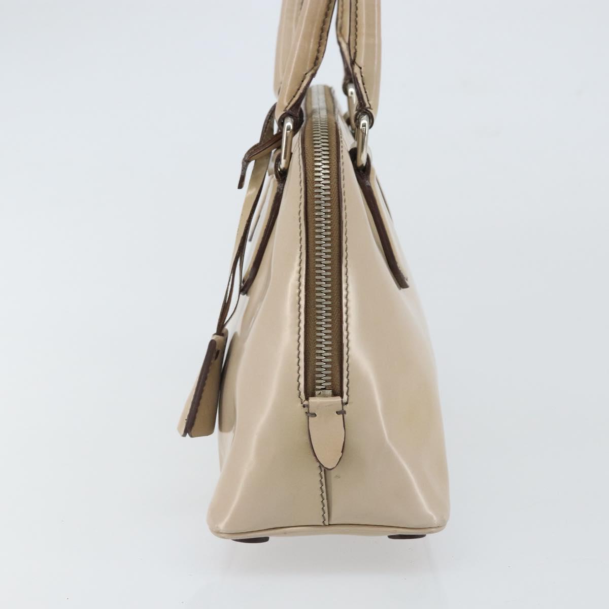 PRADA Hand Bag Patent leather Beige Silver Auth yk19956 - Jerrillo image 3