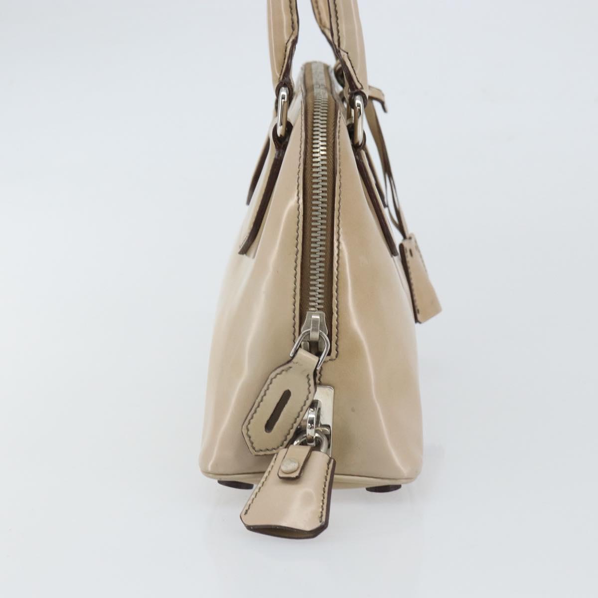 PRADA Hand Bag Patent leather Beige Silver Auth yk19956 - Jerrillo image 4