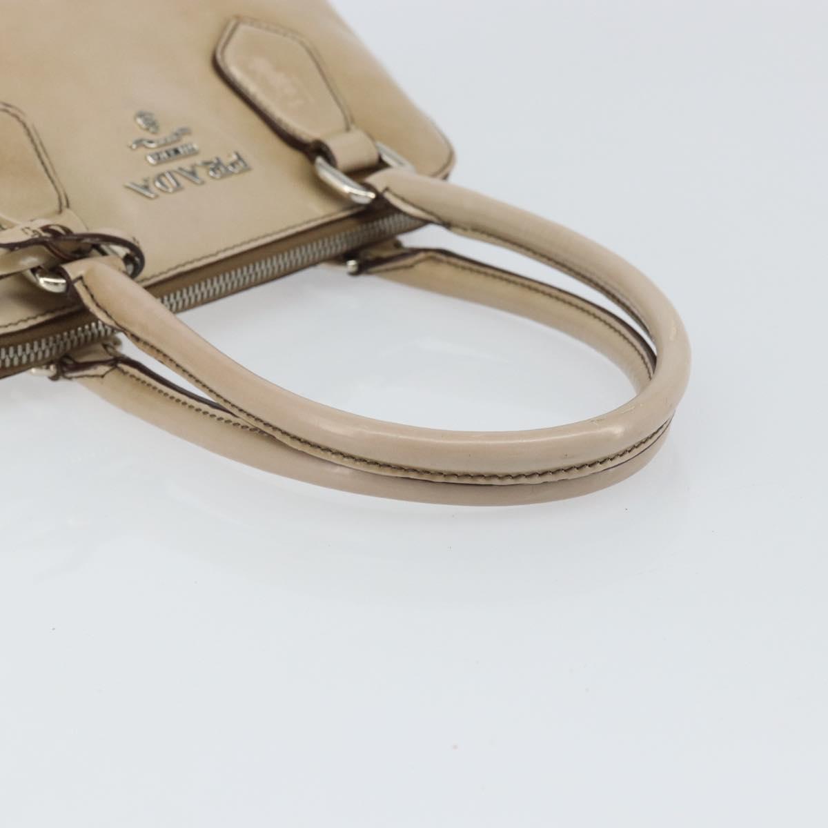 PRADA Hand Bag Patent leather Beige Silver Auth yk19956 - Jerrillo image 7