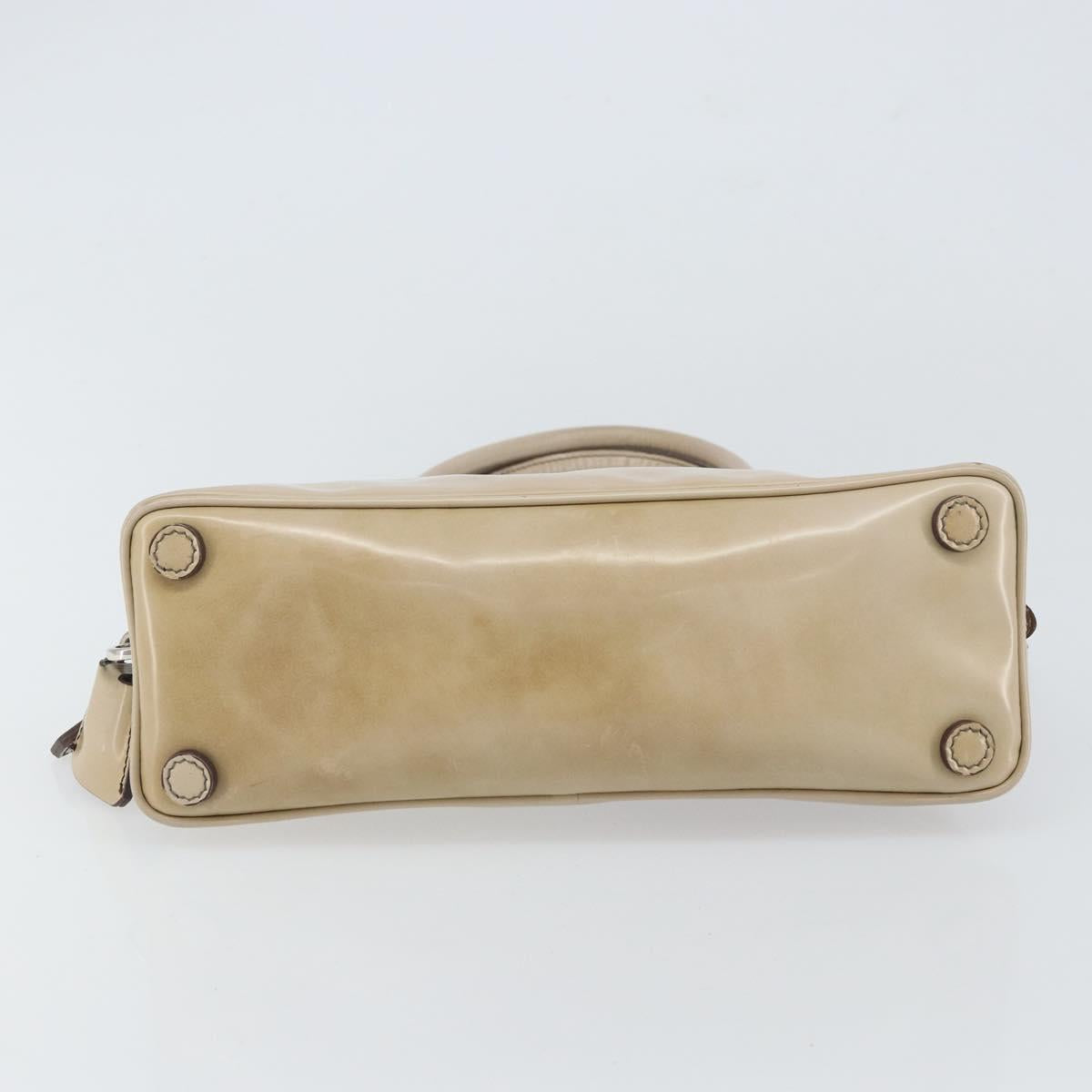 PRADA Hand Bag Patent leather Beige Silver Auth yk19956 - Jerrillo image 5
