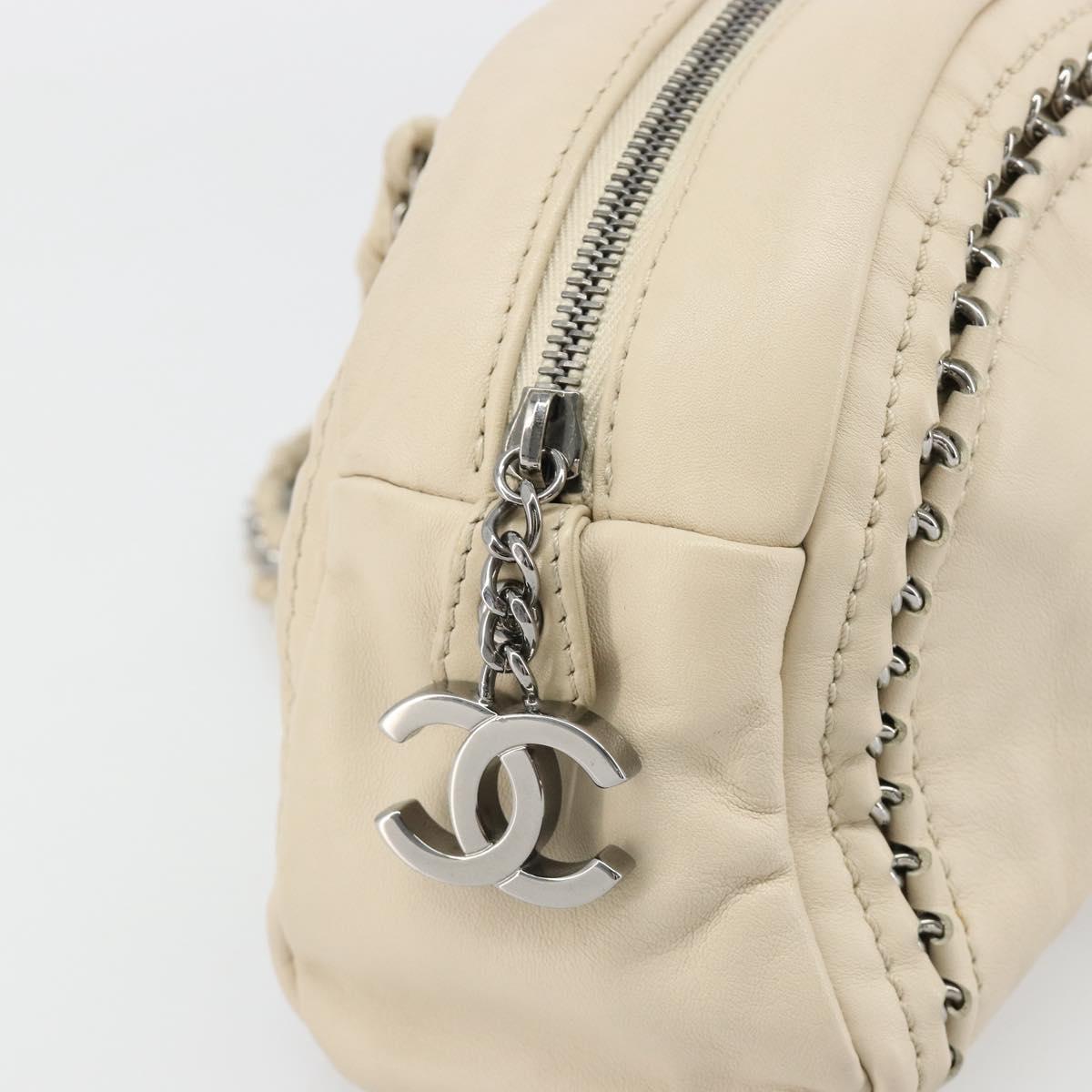 CHANEL Luxury Line Hand Bag Leather Cream Silver CC Auth yk20530SAV - Jerrillo image 10