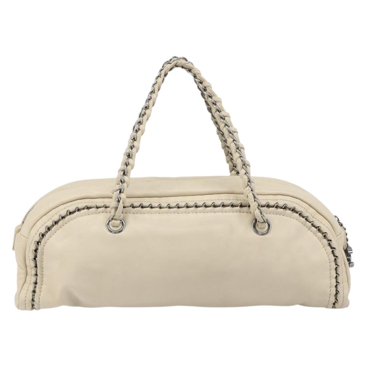 CHANEL Luxury Line Hand Bag Leather Cream Silver CC Auth yk20530SAV - Jerrillo image 2