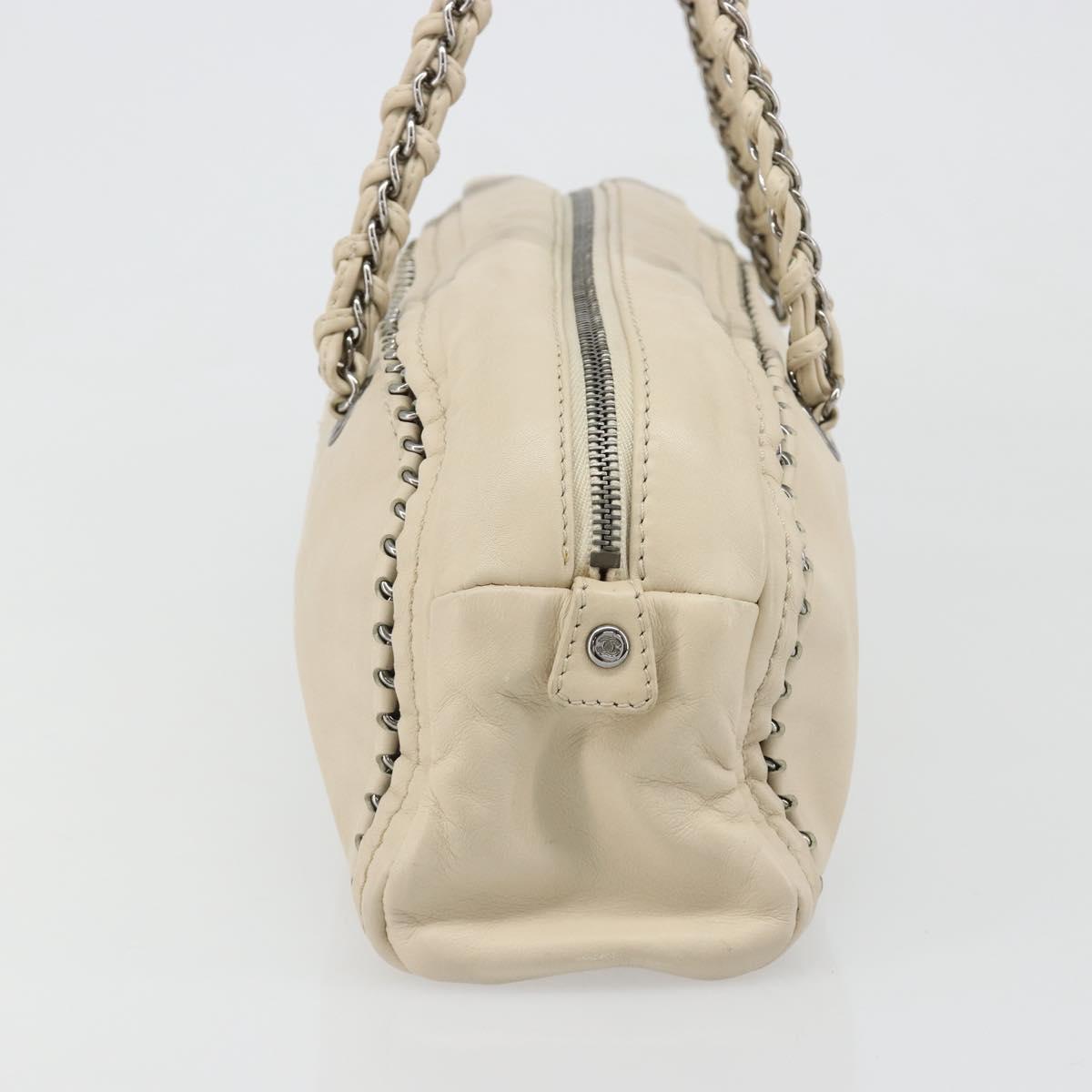 CHANEL Luxury Line Hand Bag Leather Cream Silver CC Auth yk20530SAV - Jerrillo image 3