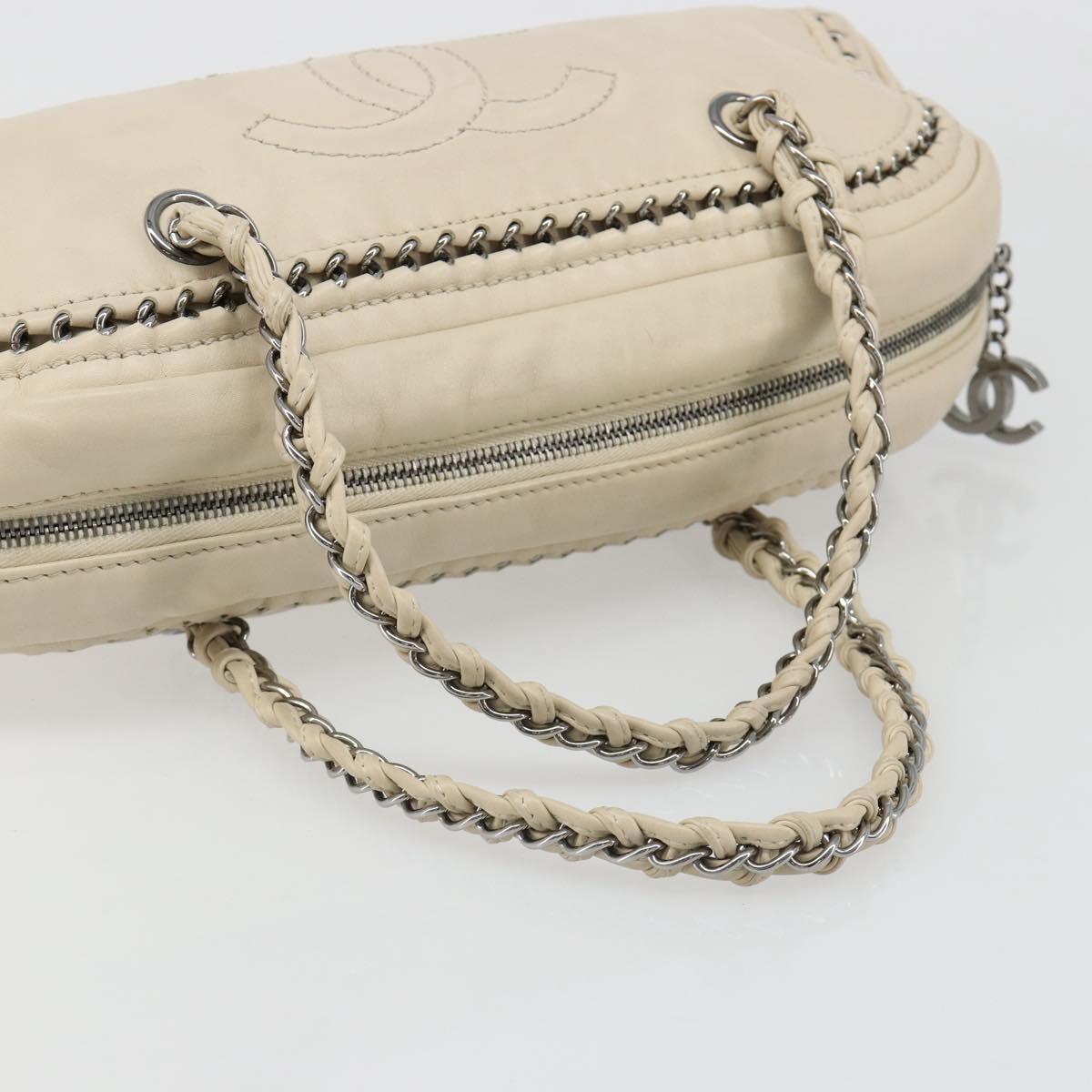 CHANEL Luxury Line Hand Bag Leather Cream Silver CC Auth yk20530SAV - Jerrillo image 7
