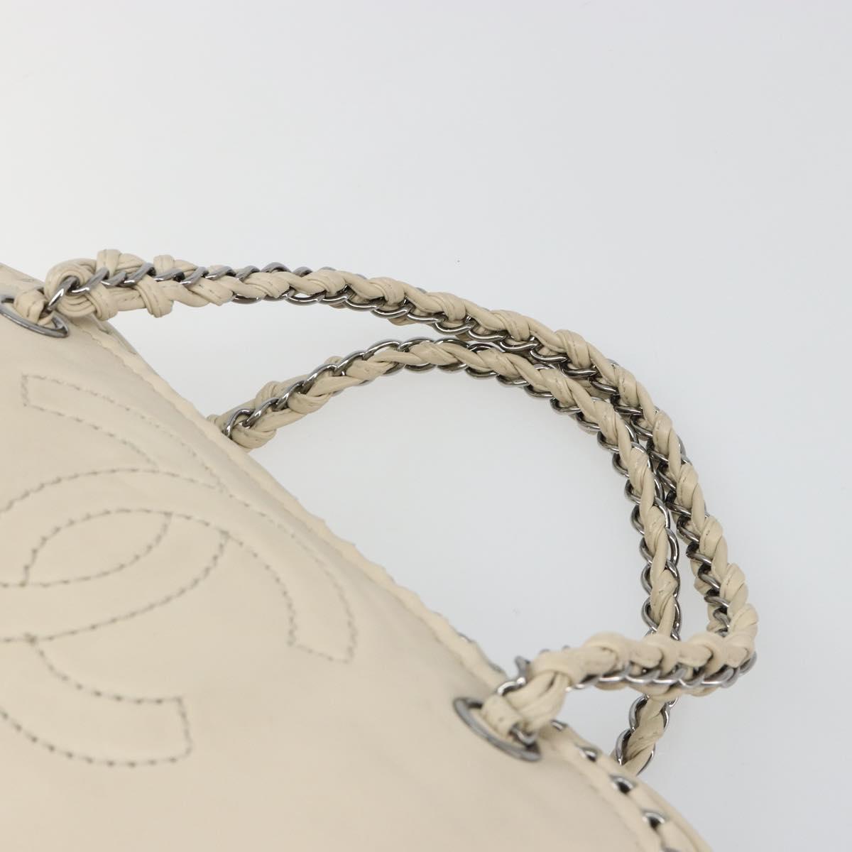 CHANEL Luxury Line Hand Bag Leather Cream Silver CC Auth yk20530SAV - Jerrillo image 8