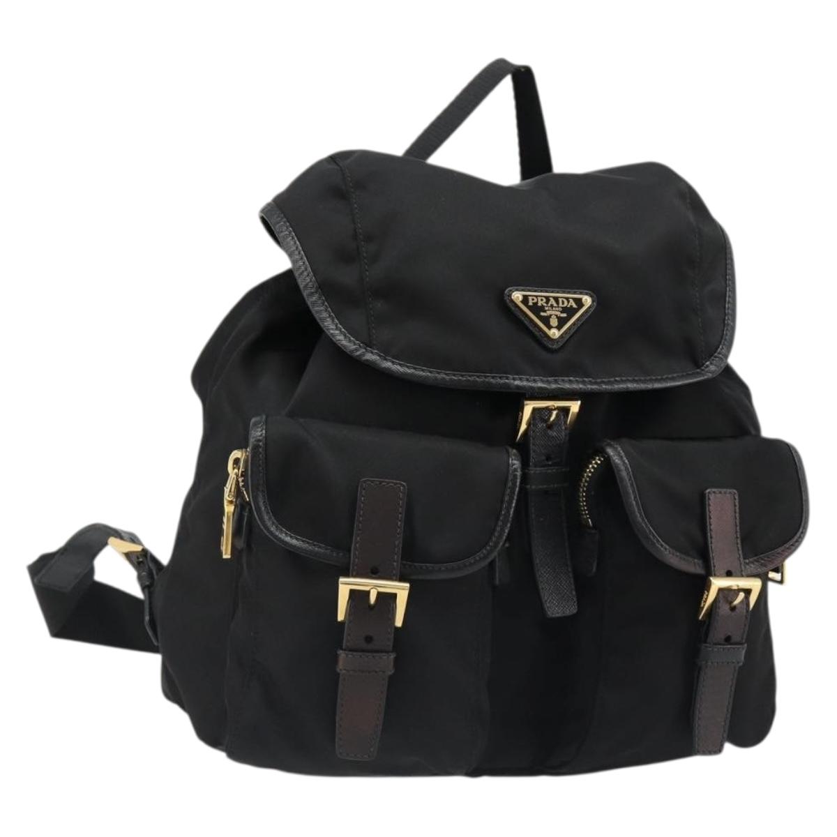 PRADA Backpack Nylon Black Gold Auth yk20532SAV - Jerrillo