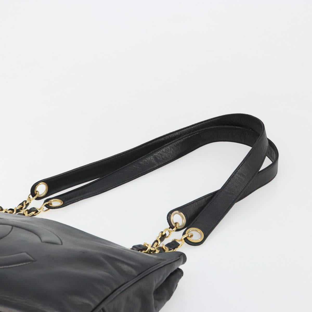 CHANEL COCO Mark Chain Tote Bag Leather Black Gold CC Auth yk20595 - Jerrillo image 8