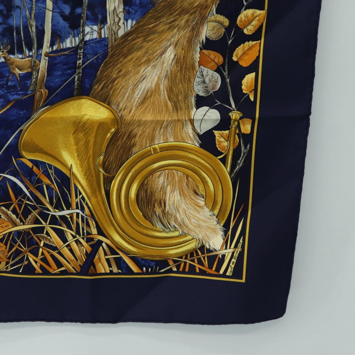 HERMES Carre 90 Scarf "CHASSE au BOIS" Silk Navy Auth yk20604M - Jerrillo image 10