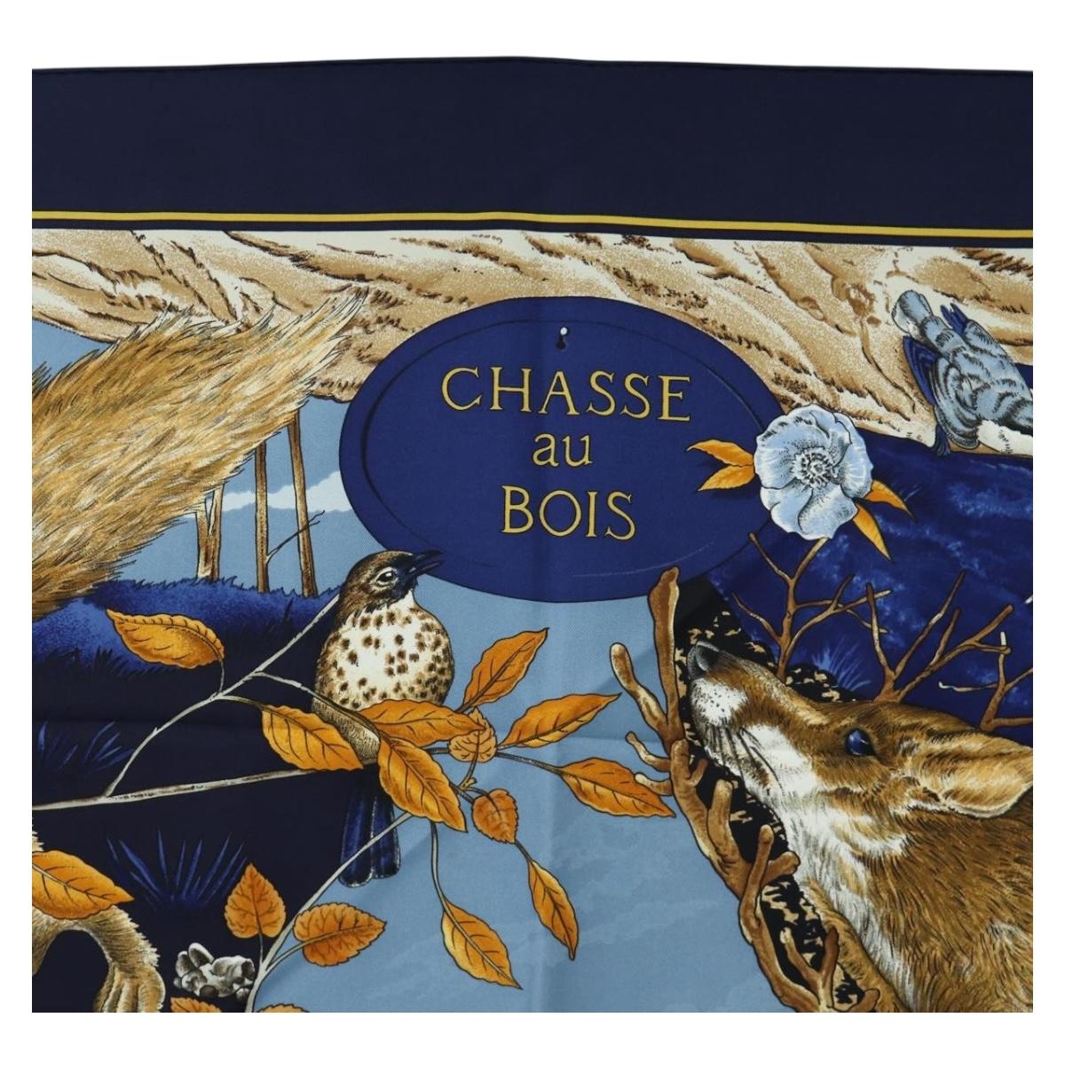 HERMES Carre 90 Scarf "CHASSE au BOIS" Silk Navy Auth yk20604M - Jerrillo image 3