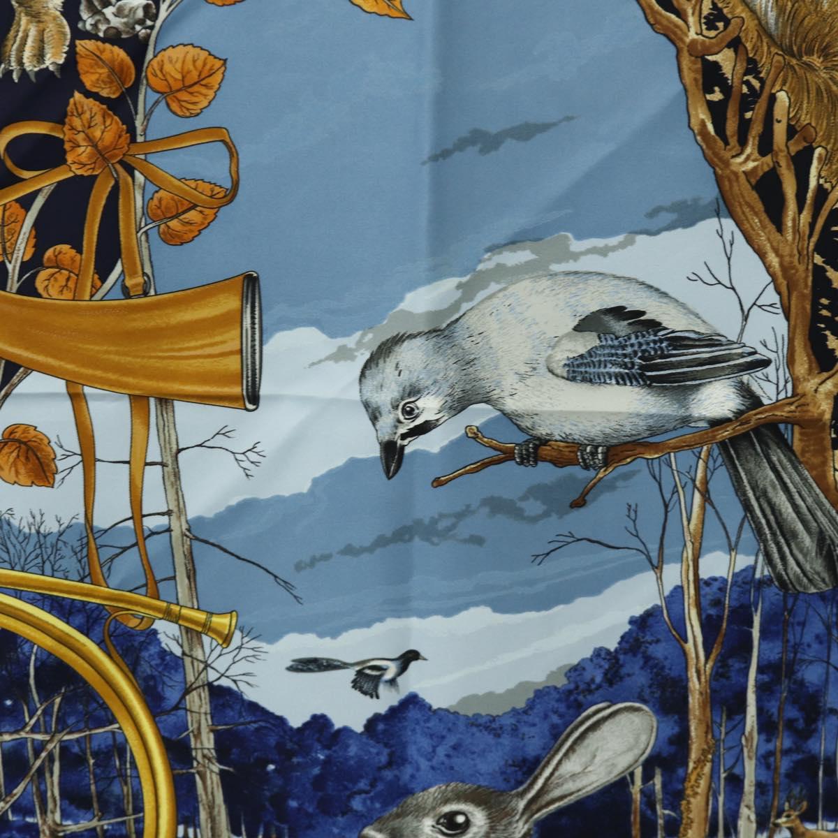 HERMES Carre 90 Scarf "CHASSE au BOIS" Silk Navy Auth yk20604M - Jerrillo image 6