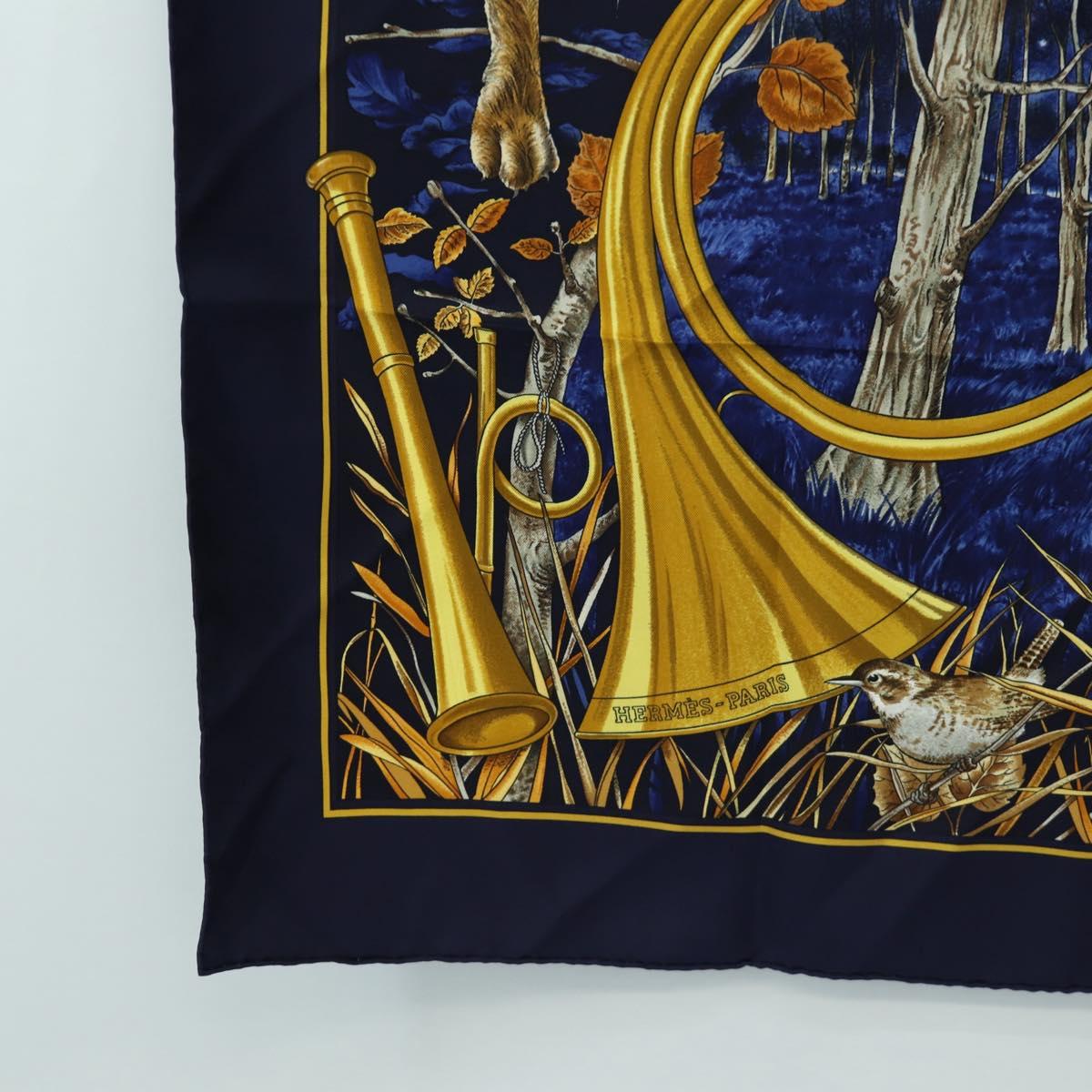 HERMES Carre 90 Scarf "CHASSE au BOIS" Silk Navy Auth yk20604M - Jerrillo image 8
