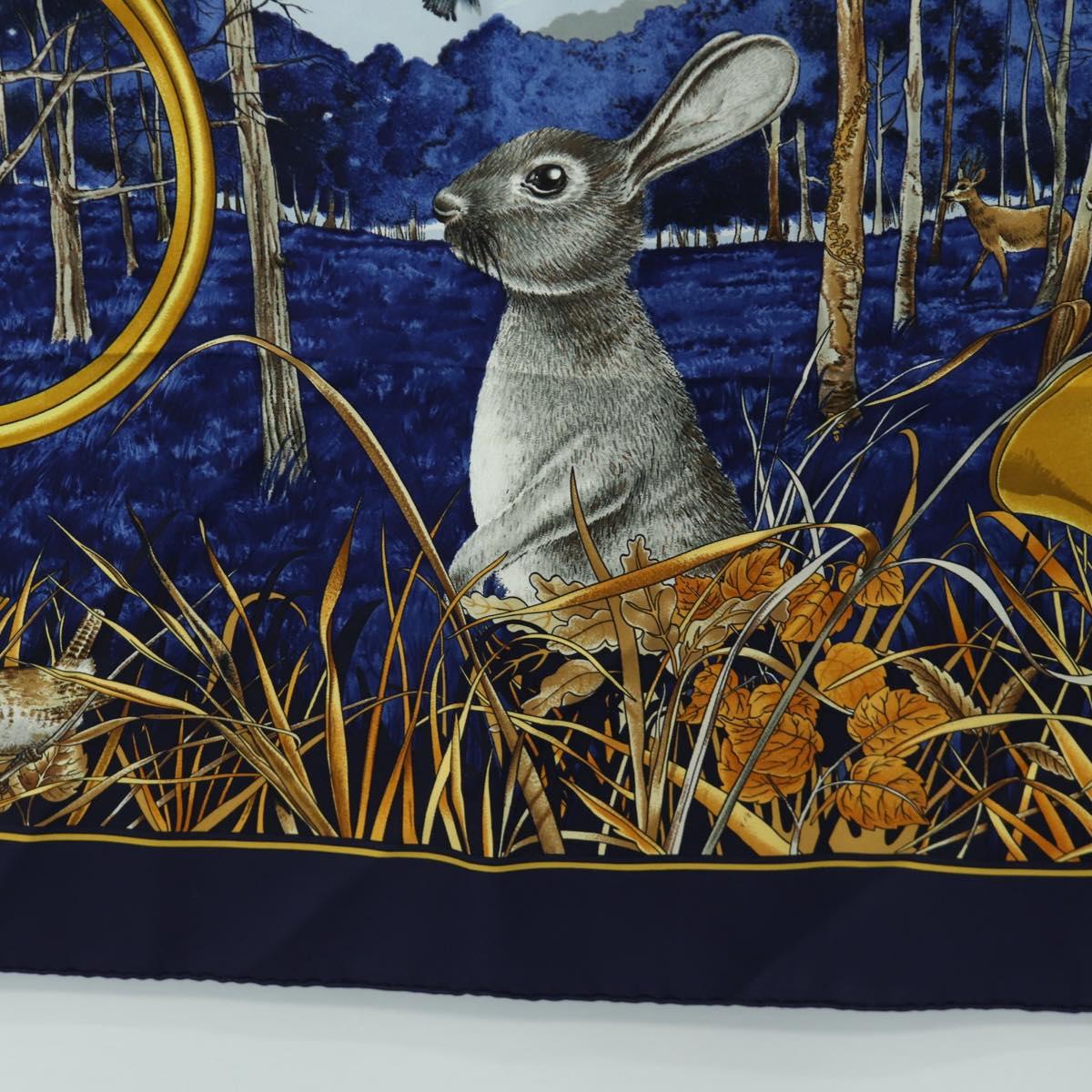 HERMES Carre 90 Scarf "CHASSE au BOIS" Silk Navy Auth yk20604M - Jerrillo image 9