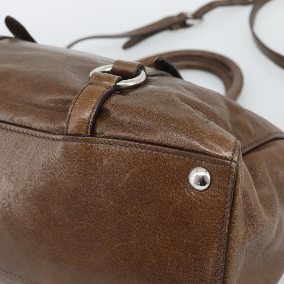 Miu Miu Hand Bag Leather 2way Brown Silver Auth yk20645M - Jerrillo image 10