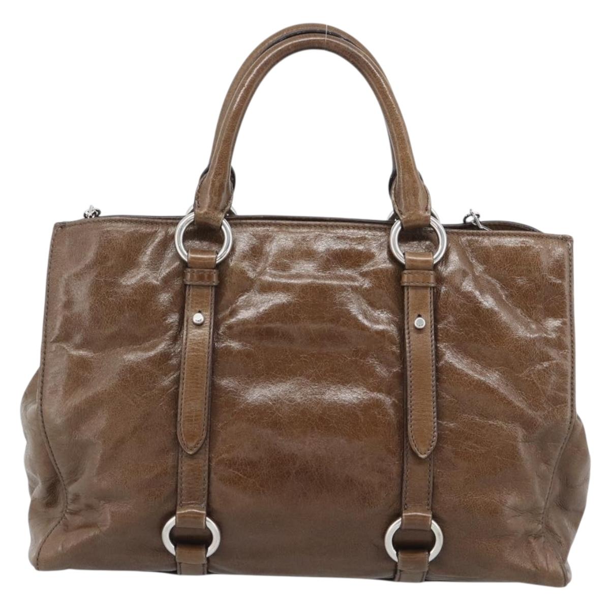 Miu Miu Hand Bag Leather 2way Brown Silver Auth yk20645M - Jerrillo image 2