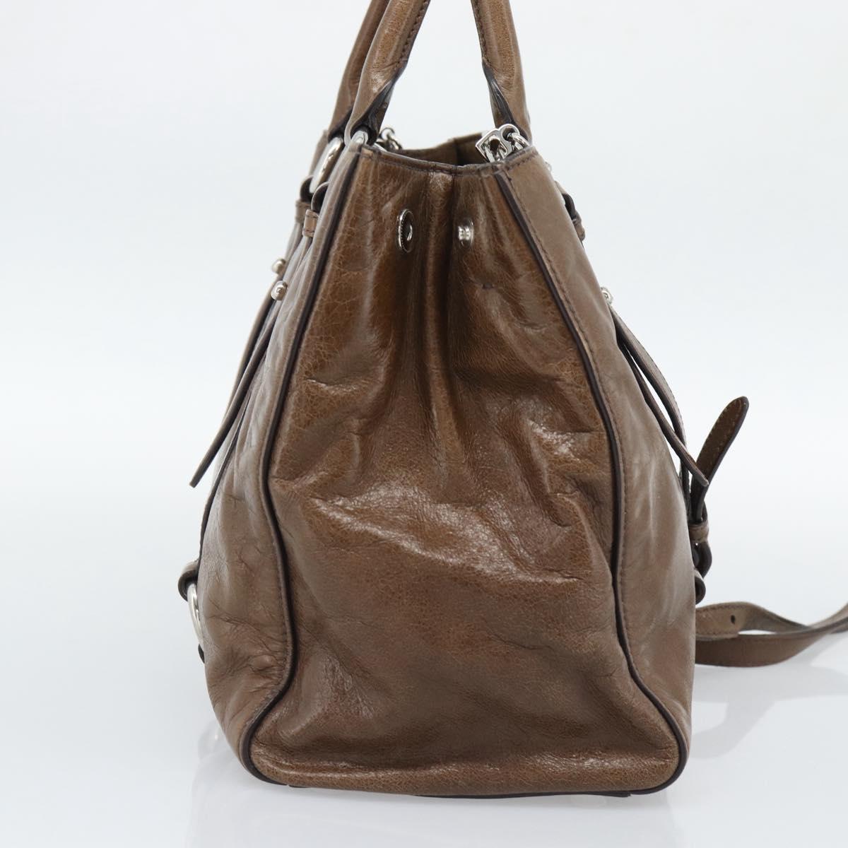 Miu Miu Hand Bag Leather 2way Brown Silver Auth yk20645M - Jerrillo image 3